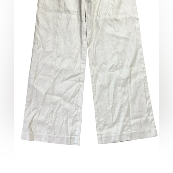 Evereve Womens 25 Beige Linen Blend High Rise Wide Leg Trousers - Picture 3 of 7